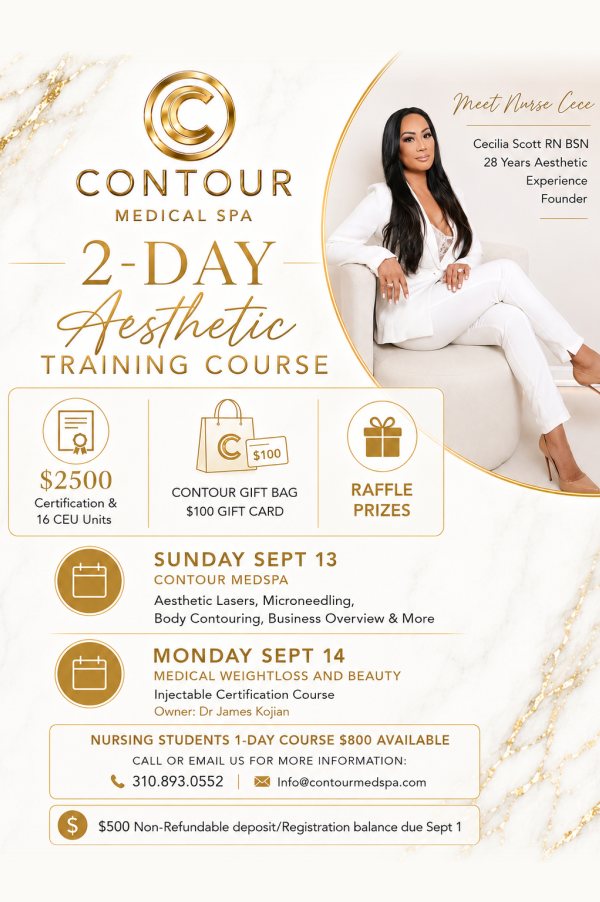 2 Day Aesthetic Training at Contour Medical Spa in Northridge, Los Angeles, CA 2 Day Aesthetic Training at Contour Medical Spa in Northridge, Los Angeles, CA