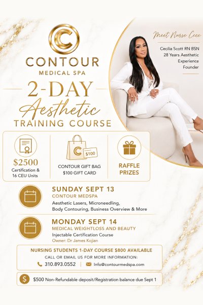 2 Day Aesthetic Training at Contour Medical Spa in Northridge, Los Angeles, CA 2 Day Aesthetic Training at Contour Medical Spa in Northridge, Los Angeles, CA
